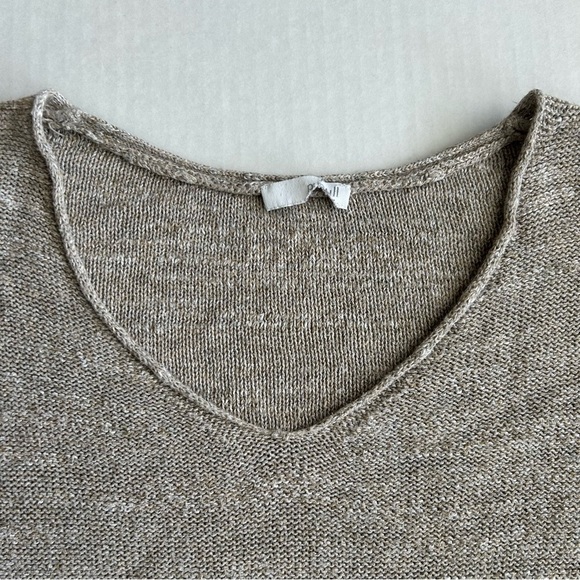J. Jill Pure Jill Women's Tan 100% Cotton V-Neck Sweater with Front Pouch Pocket - Picture 8 of 12